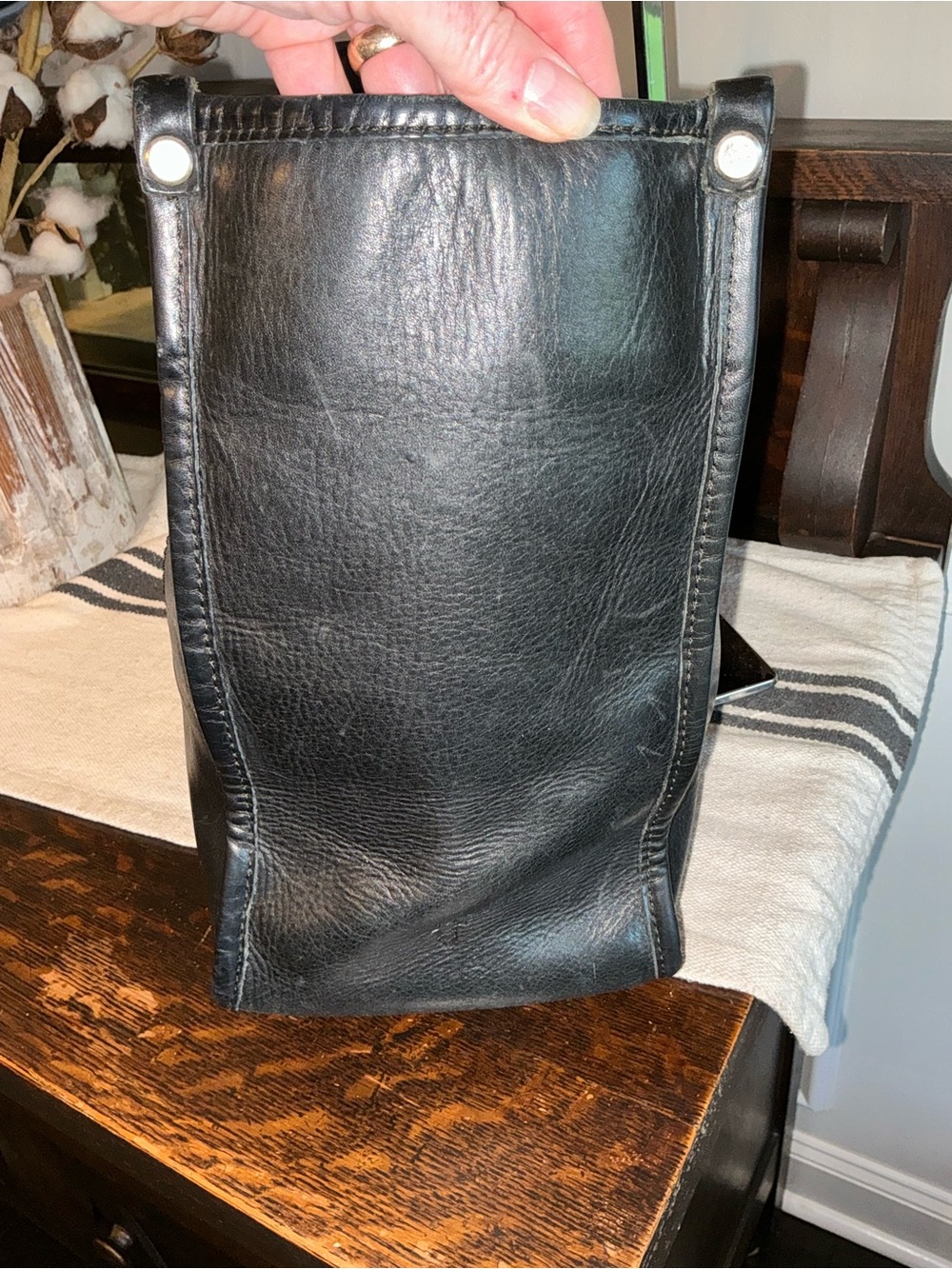 Frye Amy Leather Shopper Tote Shoulder Bag Black Retail $448 - Picture 6 of 11
